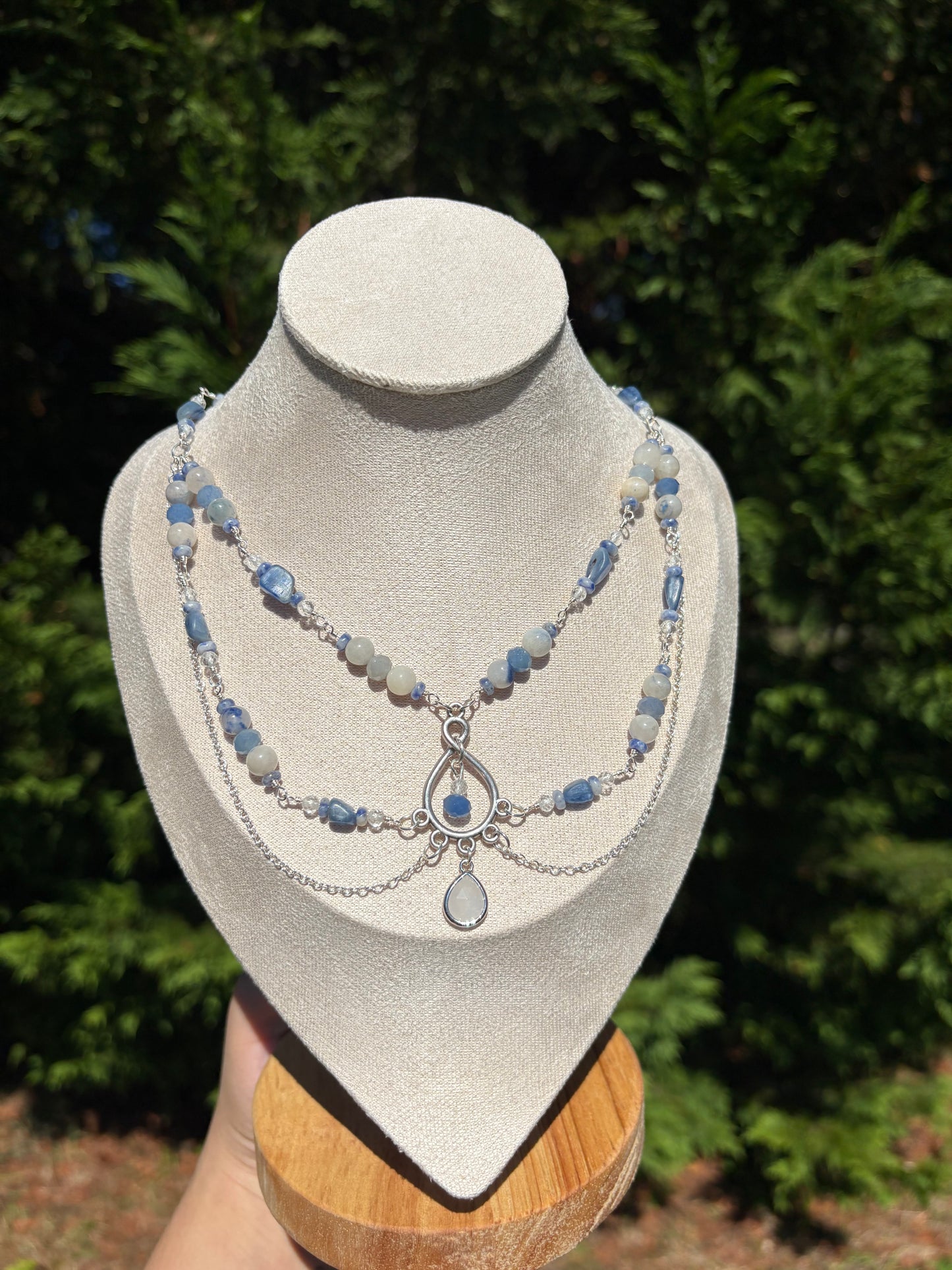 Dumortierite in Quartz, Blue Kyanite, Topaz, Blue Aventurine, Sodalite Necklace