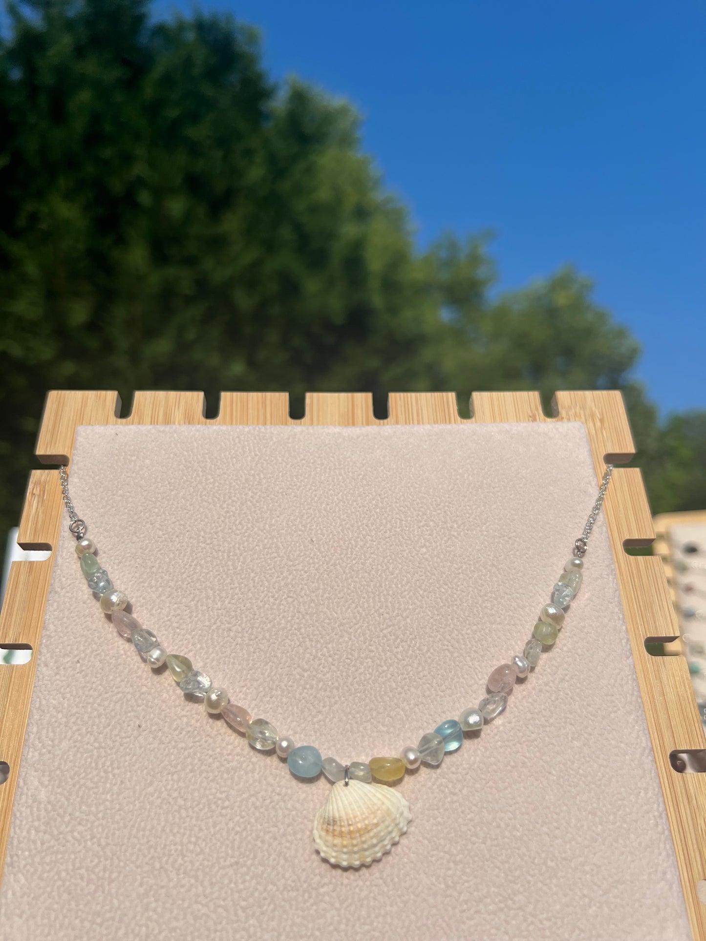 Beryl & Topaz & Freshwater Pearl mermaid necklace