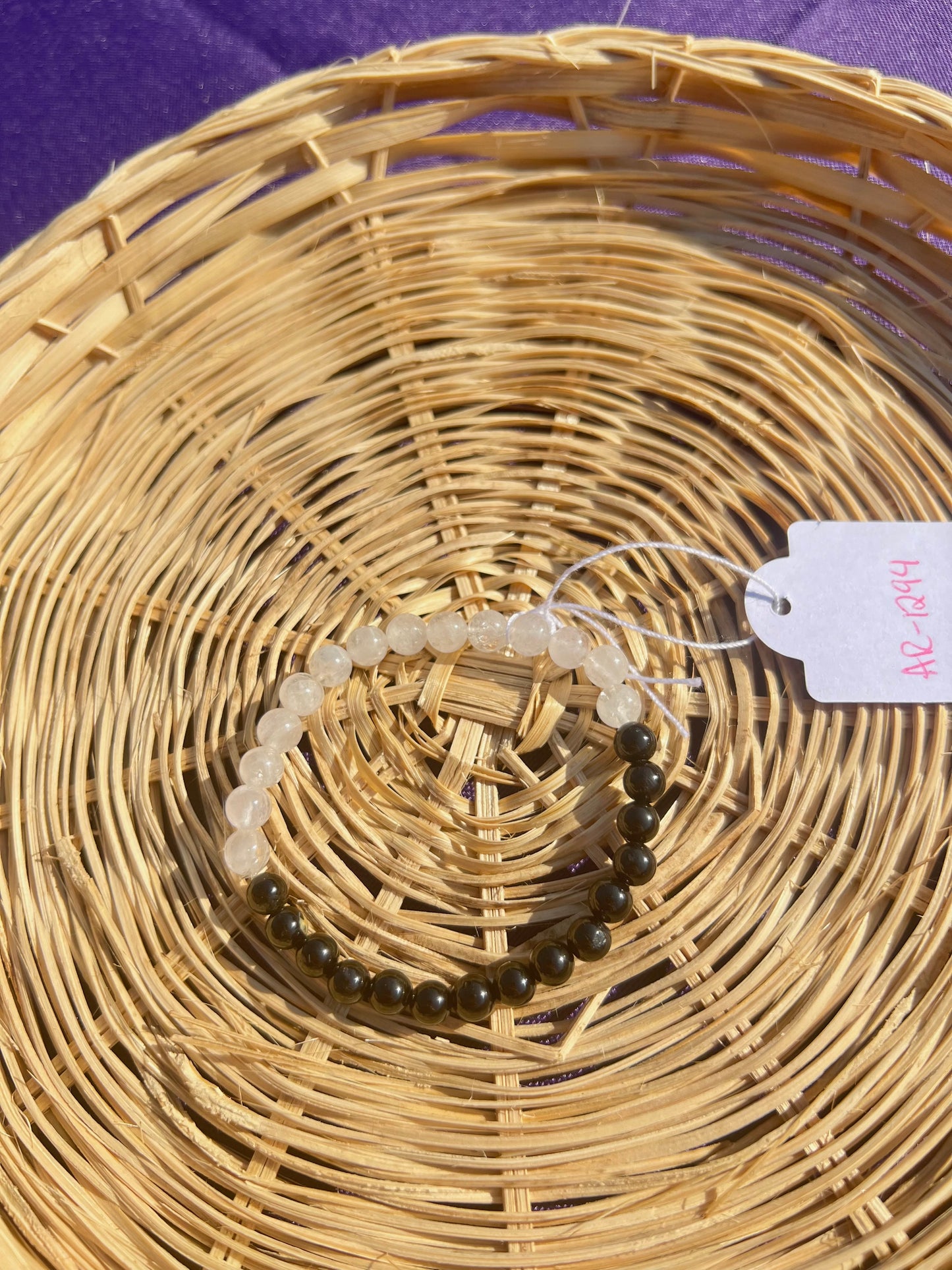 Selenite & Black Tourmaline bracelet