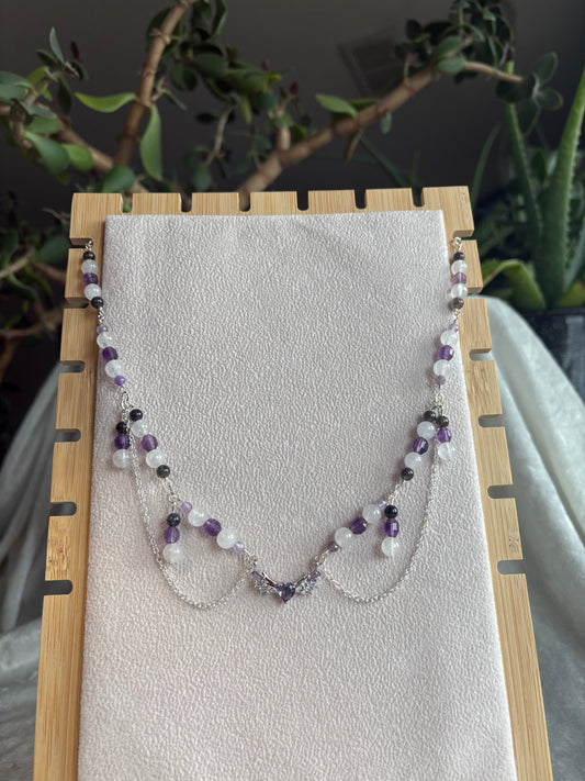 Amethyst, White Jade, Iolite Cupid’s Necklace