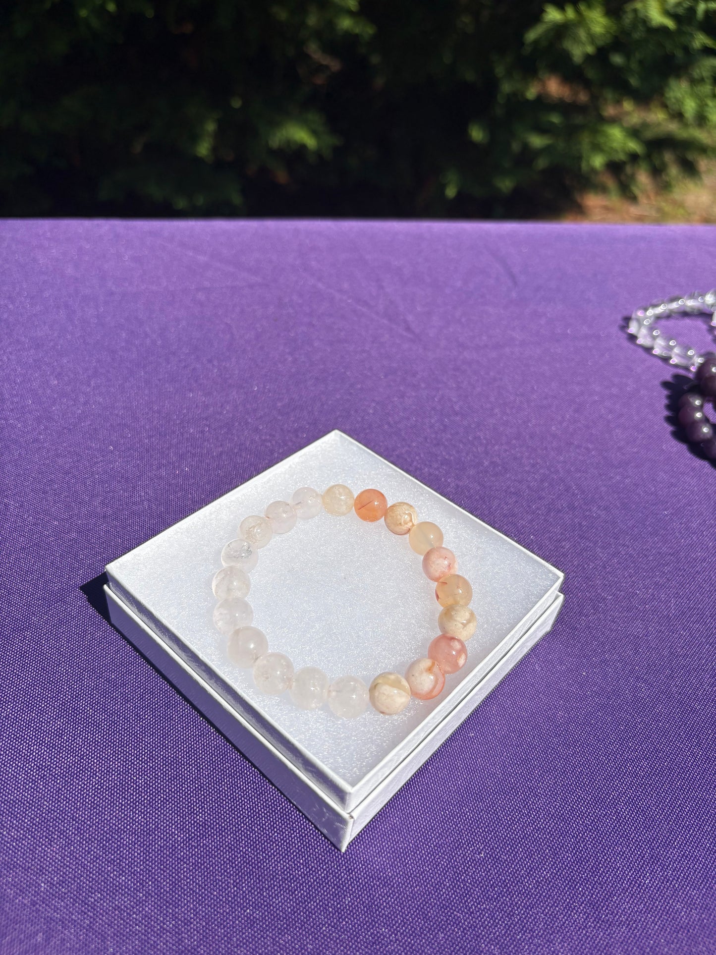Rose Quartz & Flower Agate Bracelet