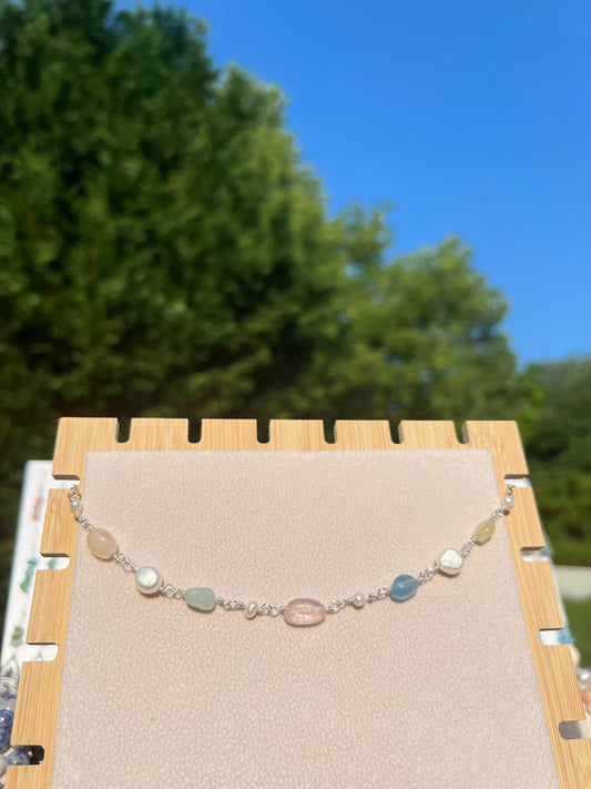 Beryl & Freshwater Pearl mermaid necklace