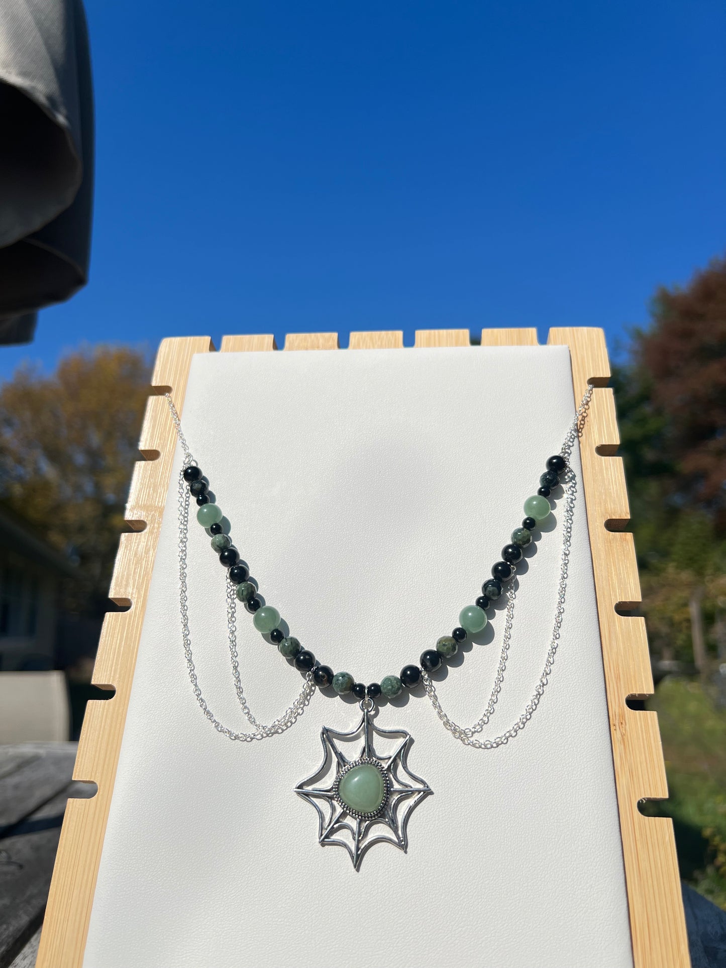 Green Aventurine, Kambaba Jasper, Black Tourmaline, Black Onyx Spooky Necklace