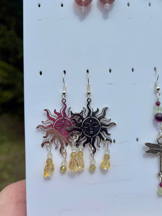 Citrine, Yellow Apatite & Topaz Sun earrings
