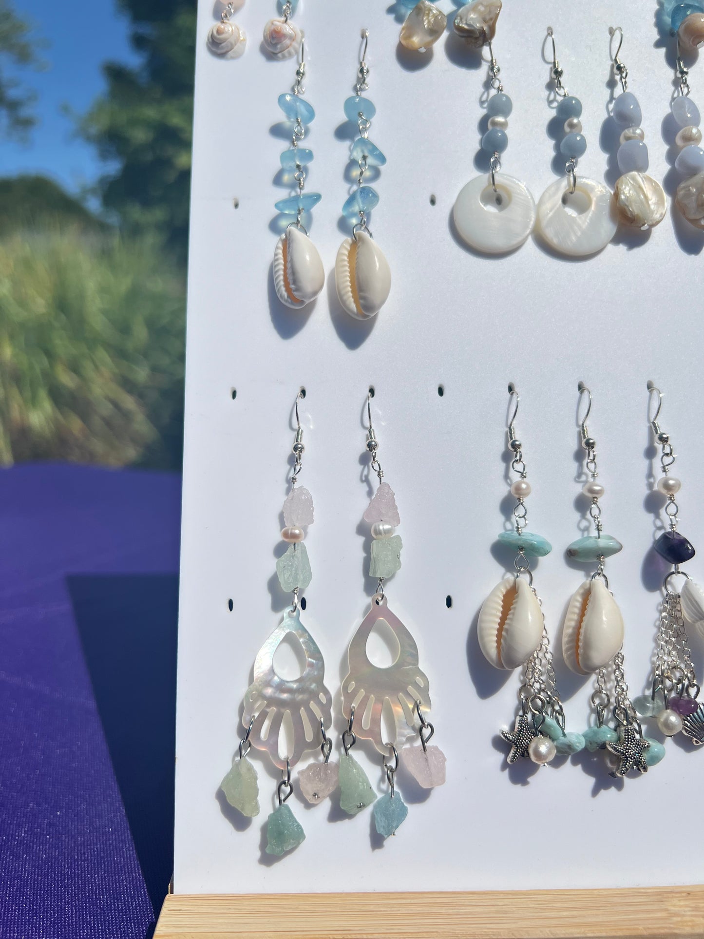 Rainbow Beryl & Freshwater Pearl & Mother of Pearl mermaid earrings