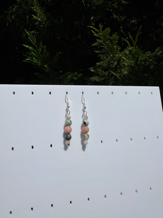 Moss Agate & Pink Opal earrings
