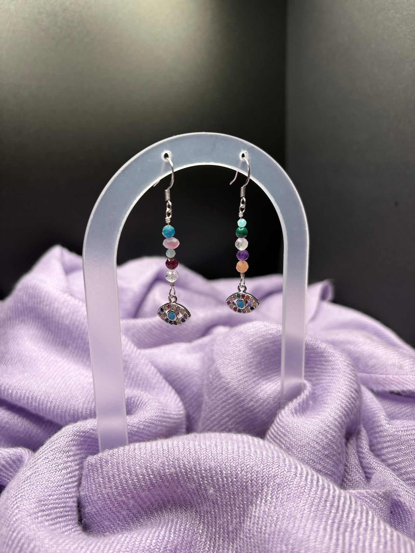 Rainbow Evil Eye earrings