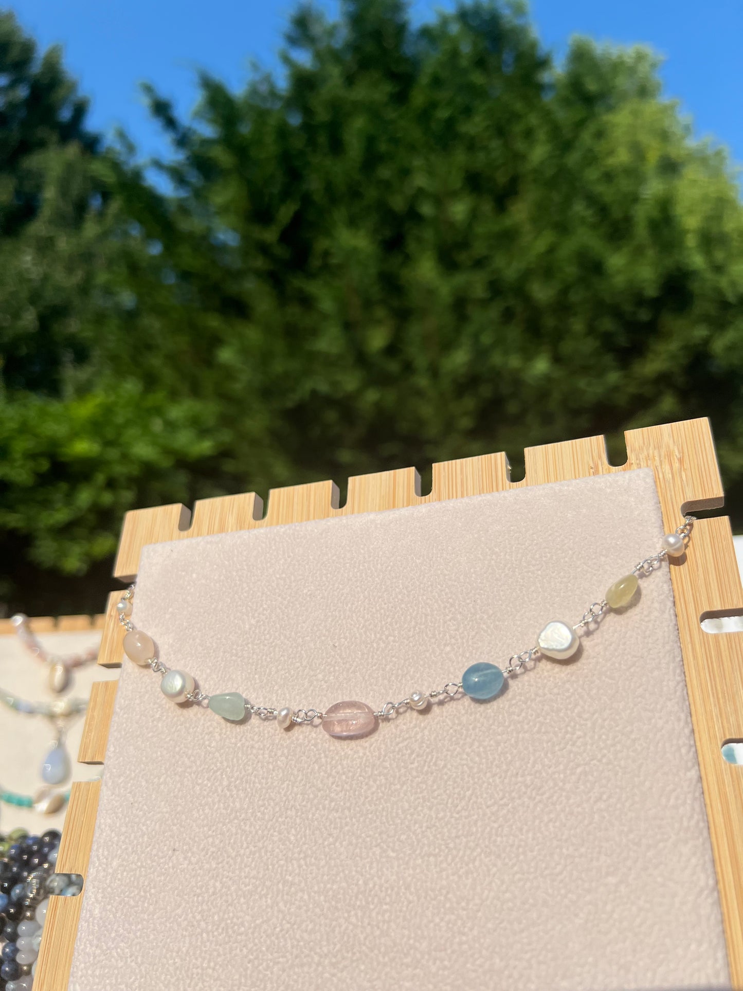 Beryl & Freshwater Pearl mermaid necklace