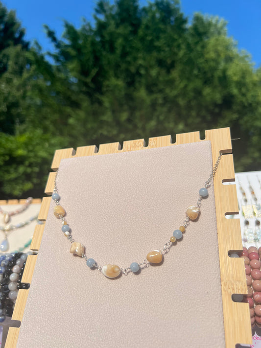 Angelite & Mother of Pearl mermaid necklace