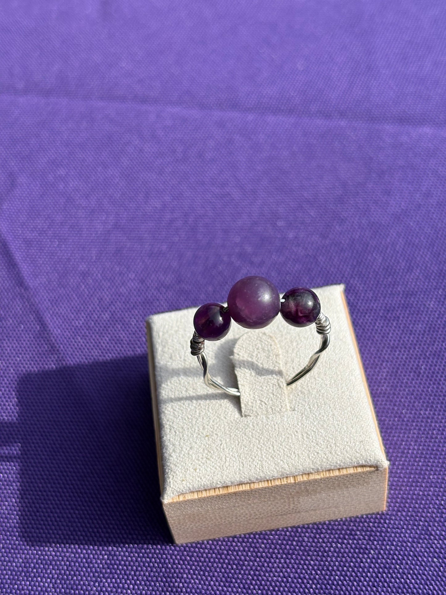 Amethyst, Lepidolite, Fluorite Ring