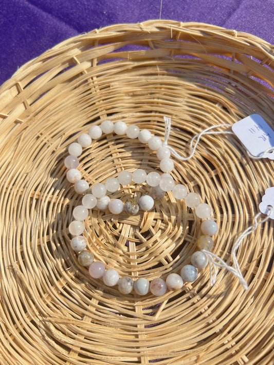 Dendritic Opal & White Jade bracelets