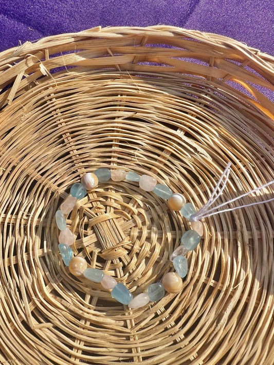 Rainbow Beryl & Mother of Pearl bracelet