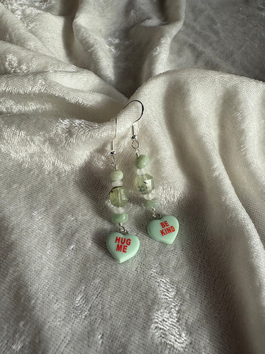 Prehnite, Burmese Jade, & White Jade Convo Earrings