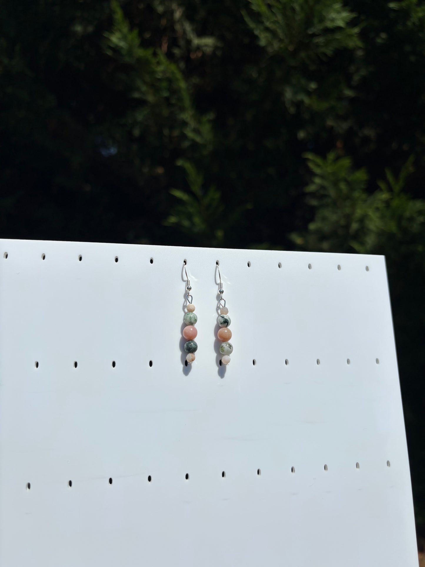 Moss Agate & Pink Opal earrings