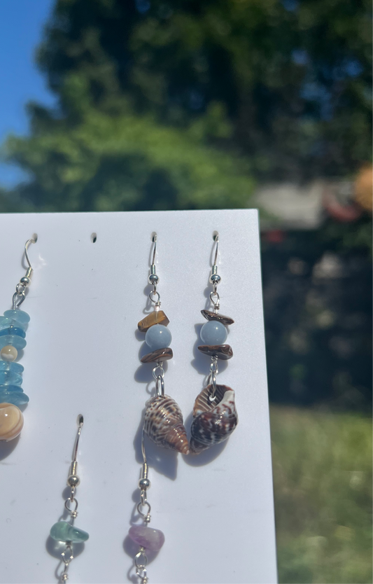 Tiger’s Eye & Angelite mermaid earrings