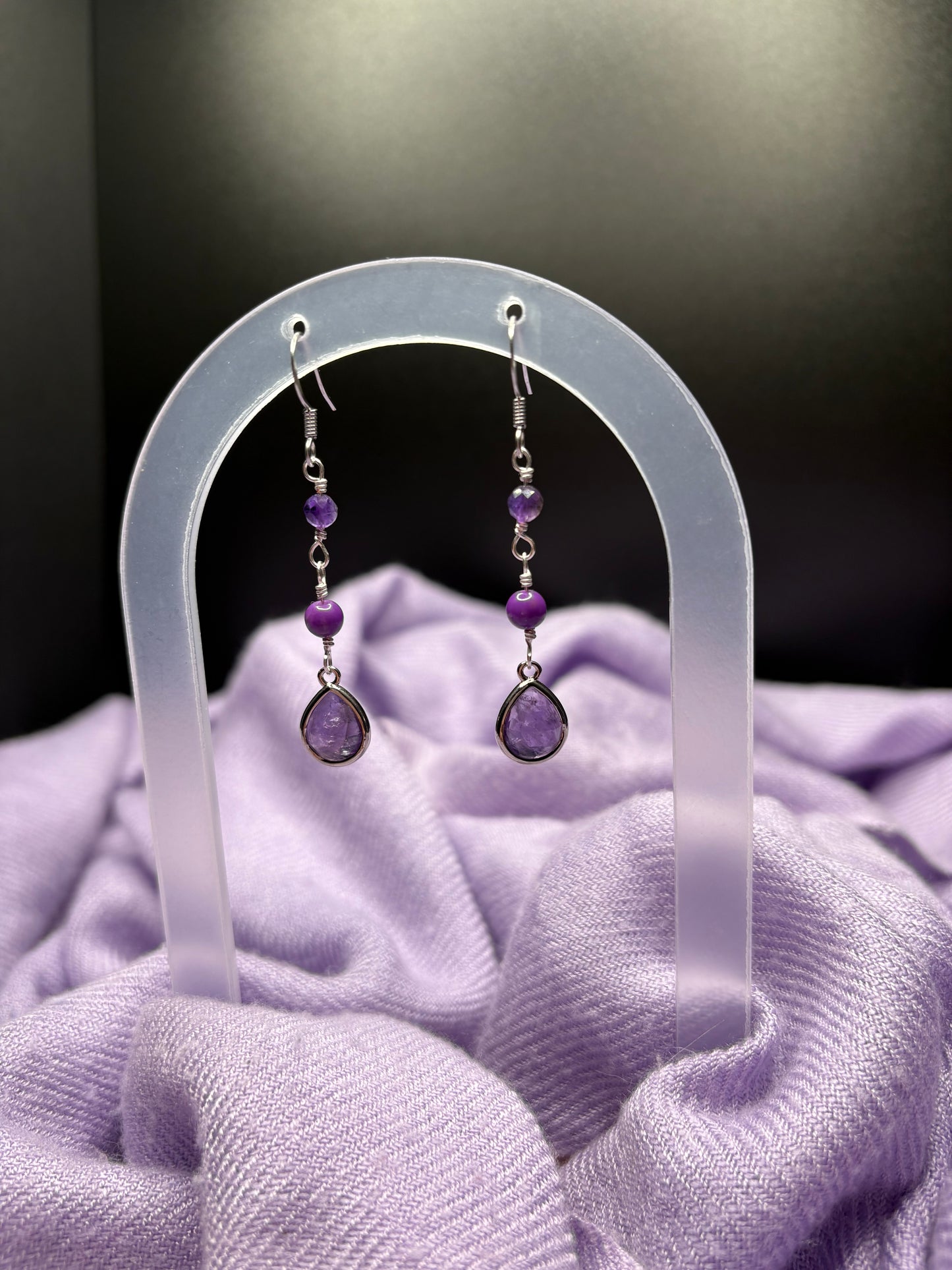 Amethyst and Phosphosiderite Earrings