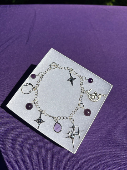 Amethyst & Lepidolite Fairy Night Charm Bracelets