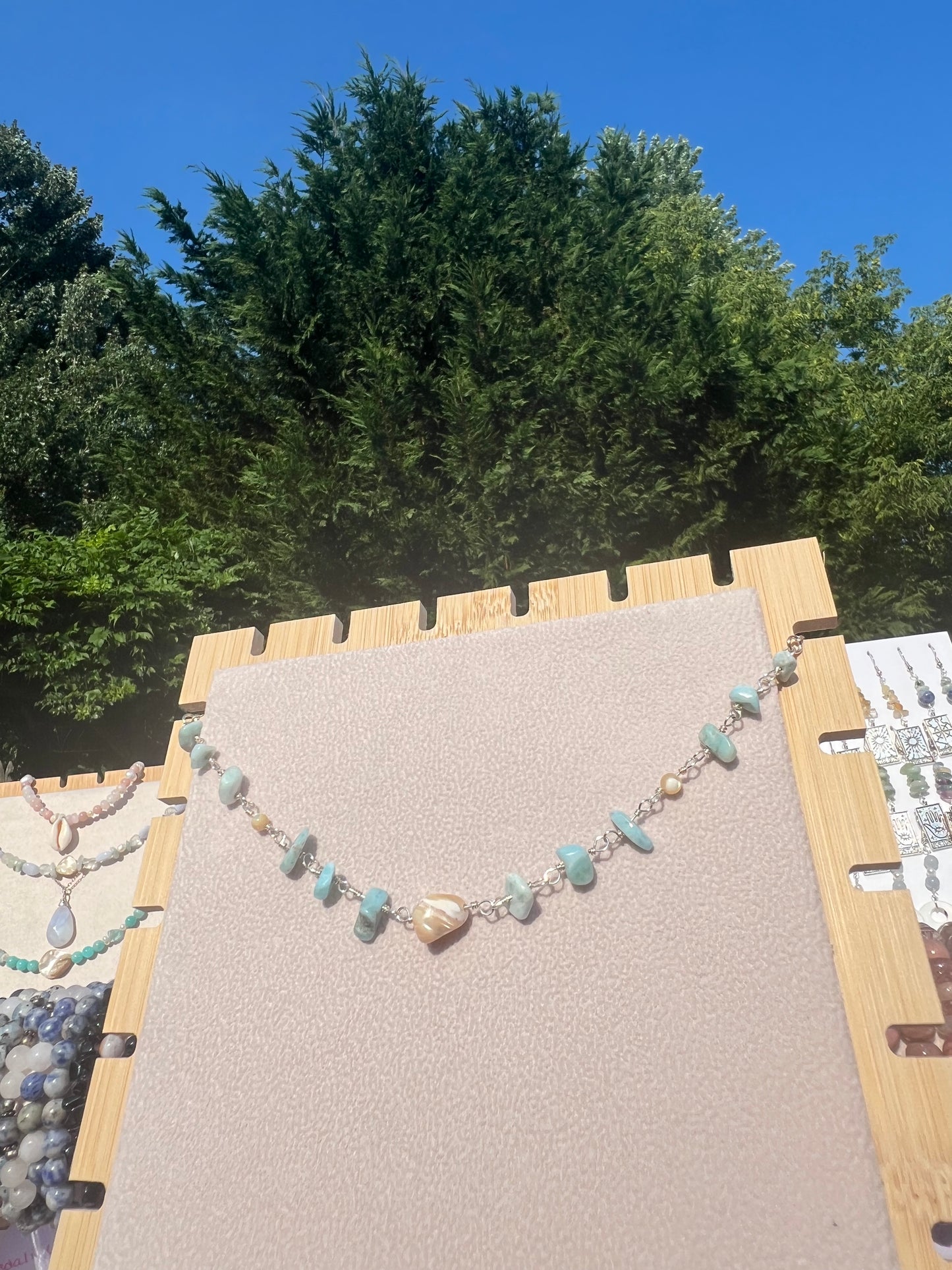 Larimar & Mother of Pearl mermaid necklace