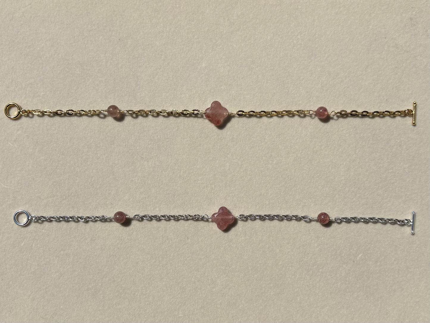 Strawberry Quartz Quatrefoil bracelets