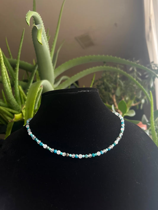 Apatite, Topaz, Amazonite, and White Jade Fairy Choker