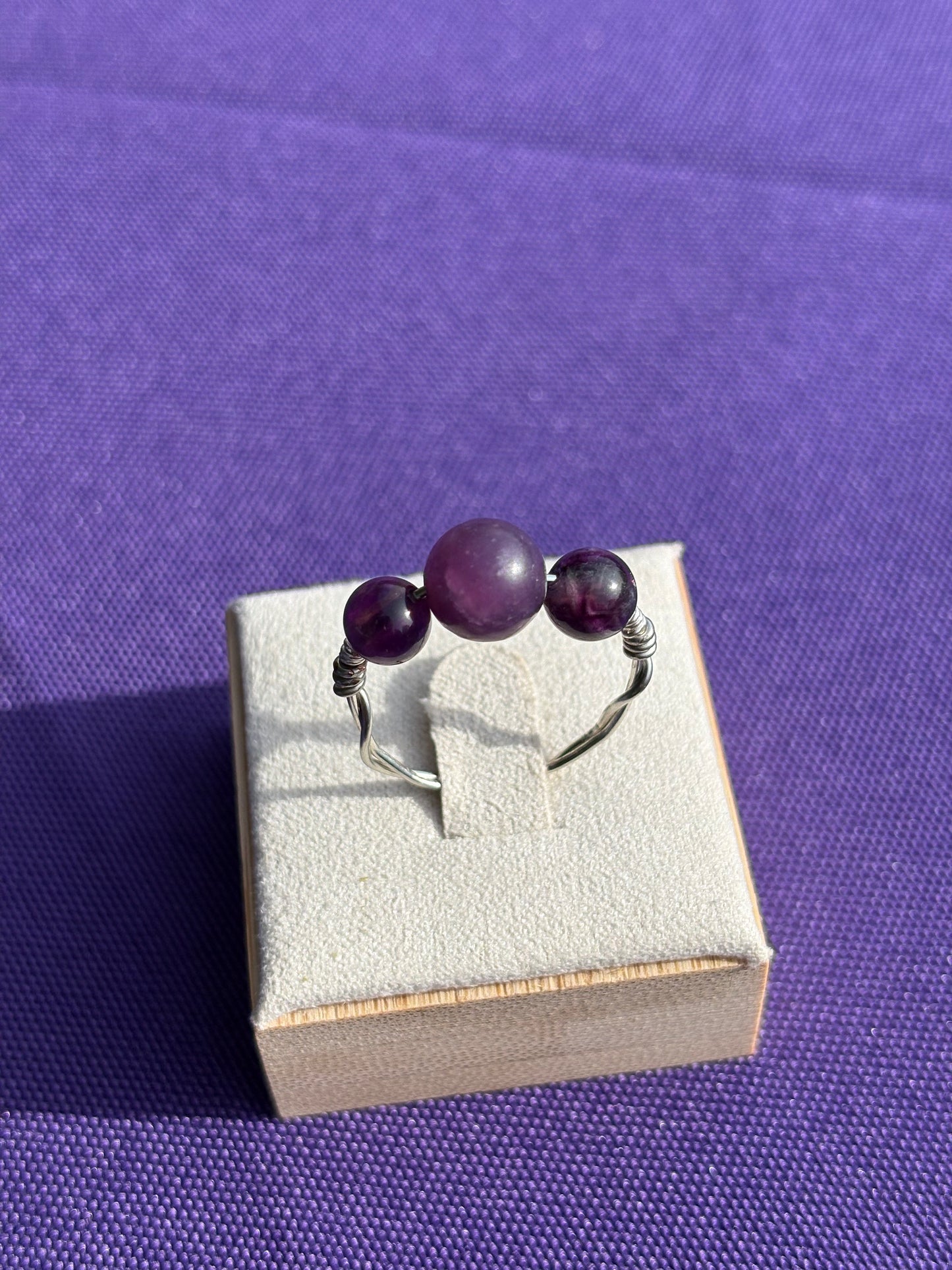 Amethyst, Lepidolite, Fluorite Ring