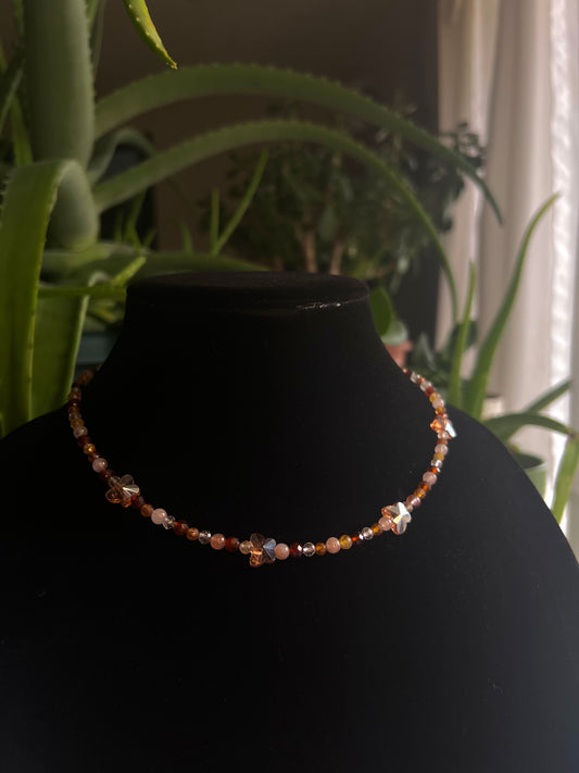 Citrine, Hessonite Garnet, Rutilated Quartz, and Lepidocrocite Hematoid Quartz Necklace