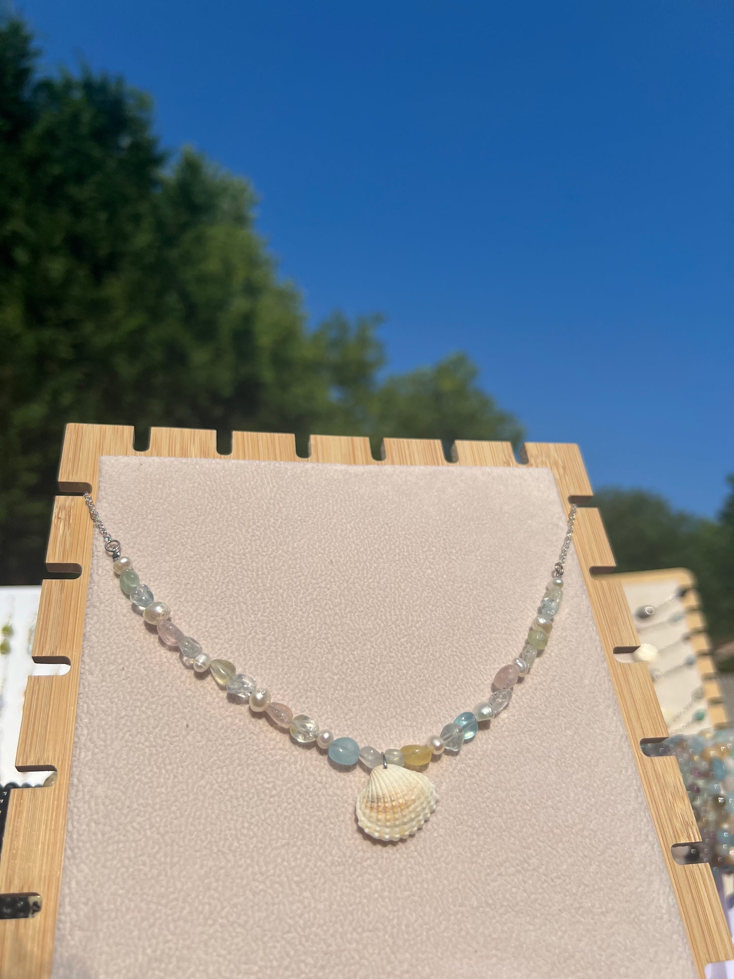 Beryl & Topaz & Freshwater Pearl mermaid necklace