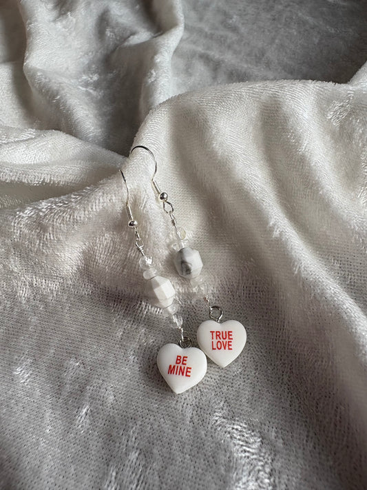 White Howlite, Topaz, & White Jade Convo earrings