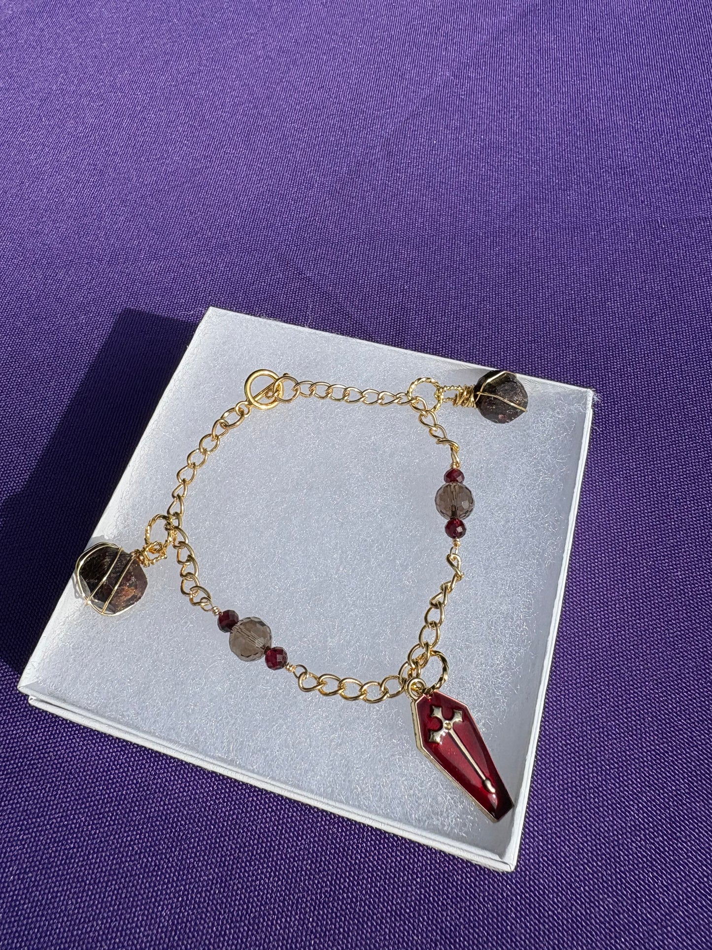 Garnet & Smoky Quartz Spooky Bracelet