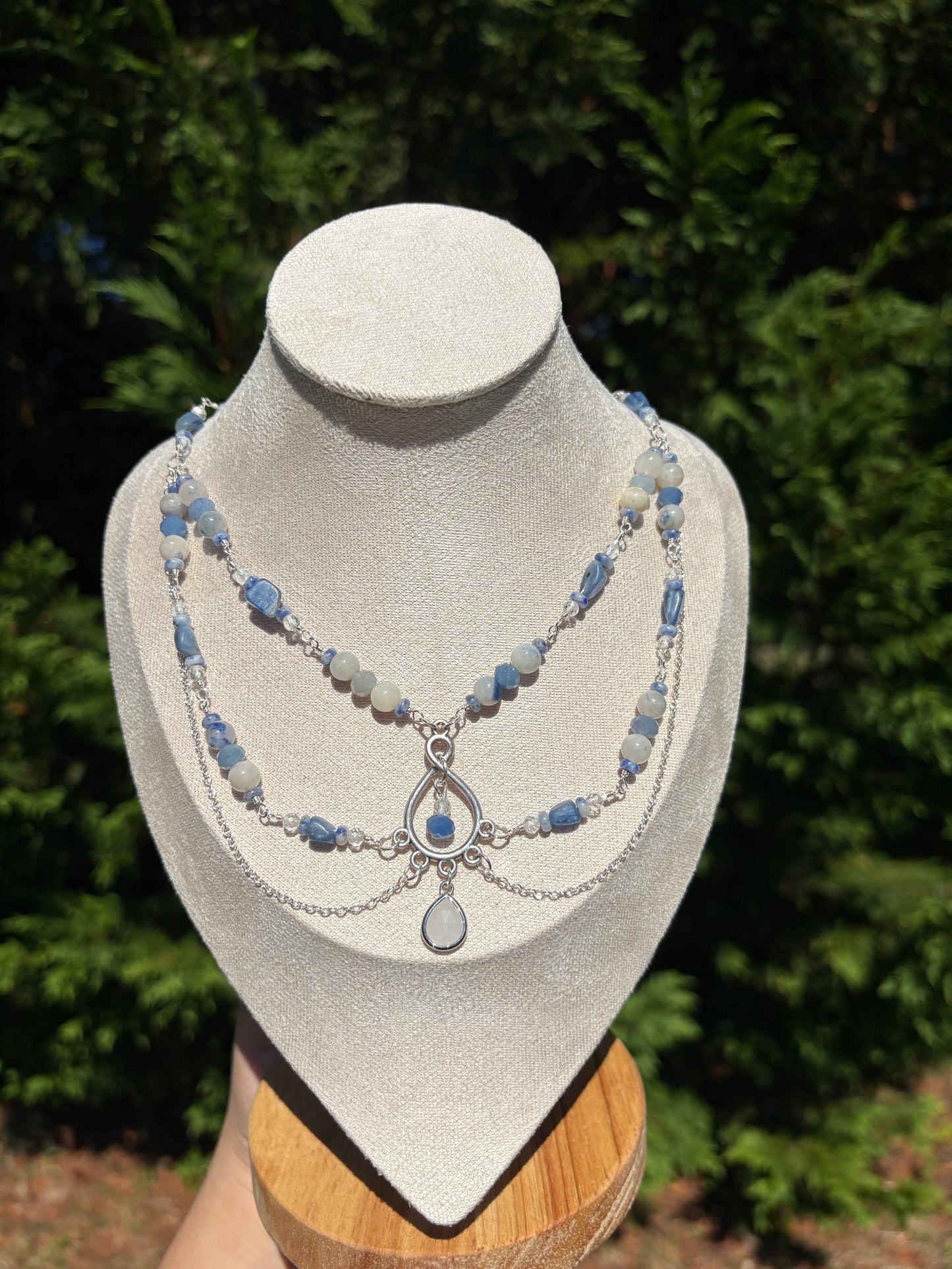 Dumortierite in Quartz, Blue Kyanite, Topaz, Blue Aventurine, Sodalite Necklace