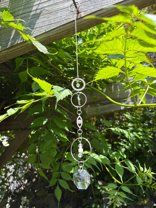 White Howlite & Clear Quartz Evil Eye Sun Catcher