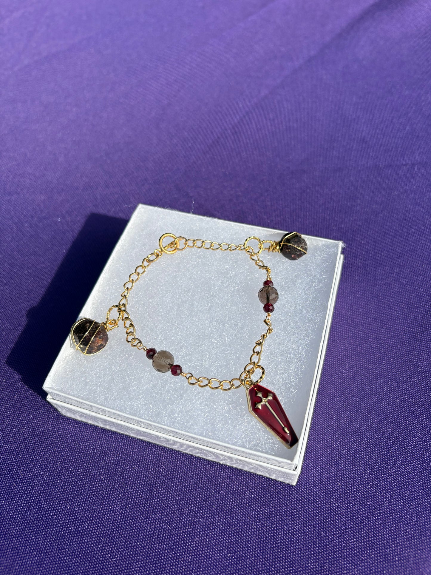Garnet & Smoky Quartz Spooky Bracelet