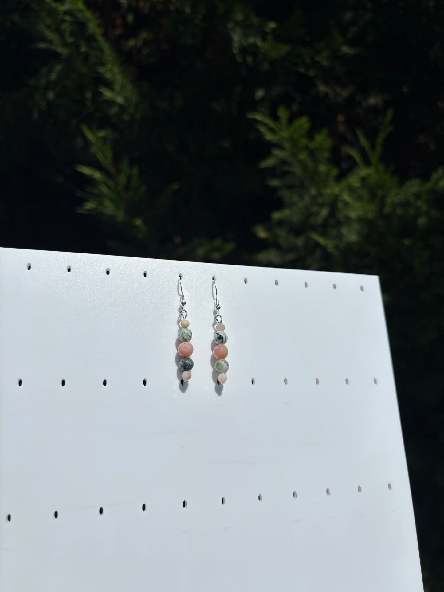 Moss Agate & Pink Opal earrings