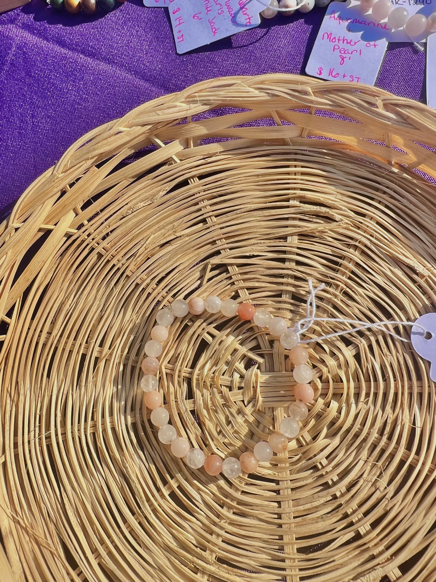 Peach Aventurine & Clear Quartz bracelet