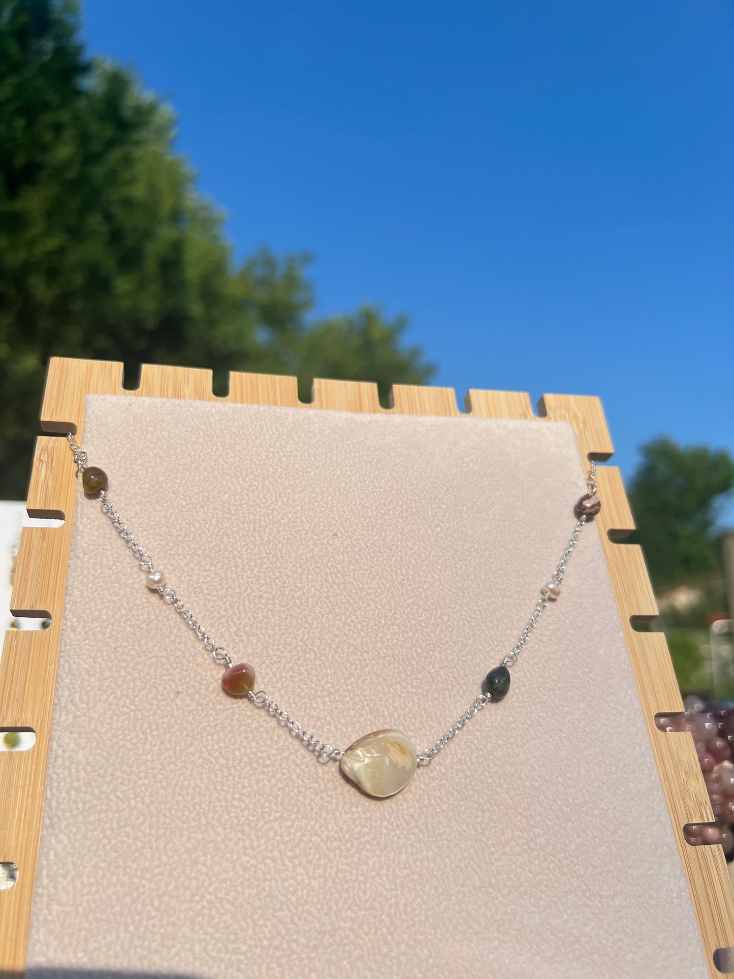 Ocean Jasper & Freshwater Pearl & Mother of Pearl mermaid necklace