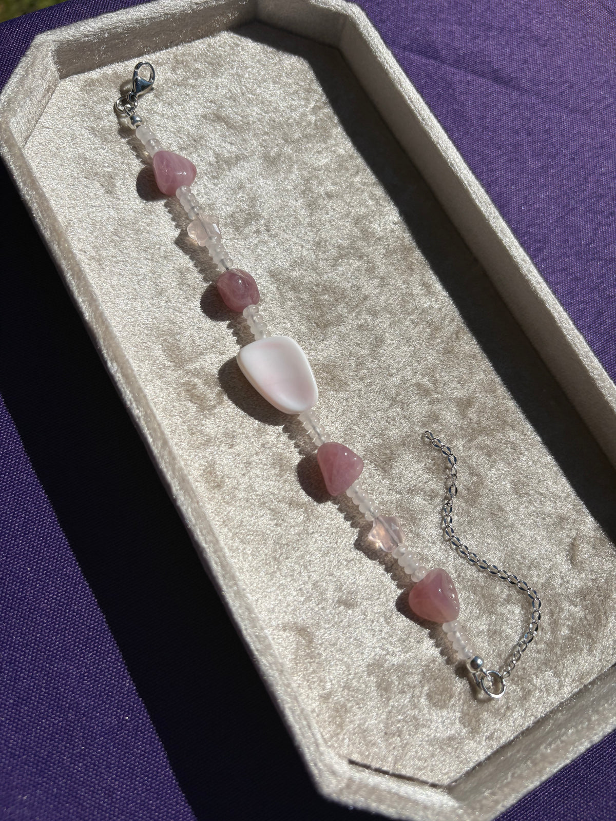 Rose Quartz and Queen Conch Shell bracelet