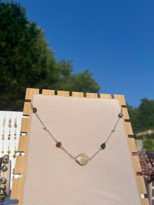 Ocean Jasper & Freshwater Pearl & Mother of Pearl mermaid necklace