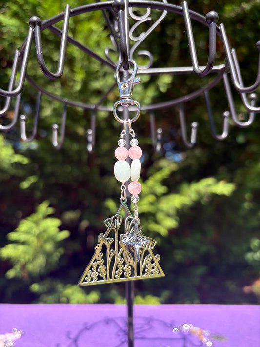 Rose Quartz, Topaz, Amazonite Flower Charm
