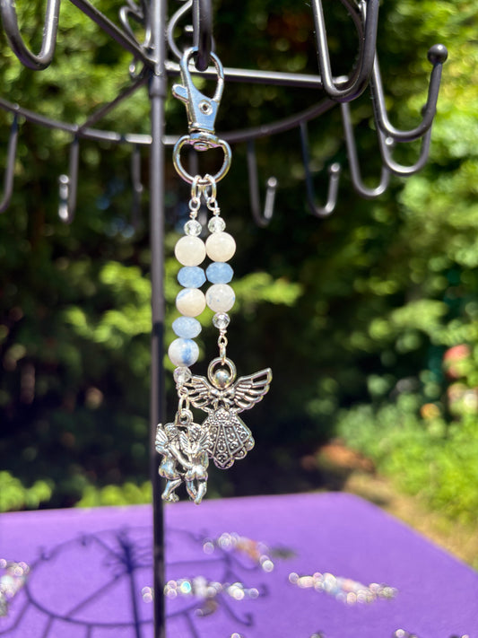 Dumortierite in Quartz, Topaz, Blue Aventurine Angel Charm