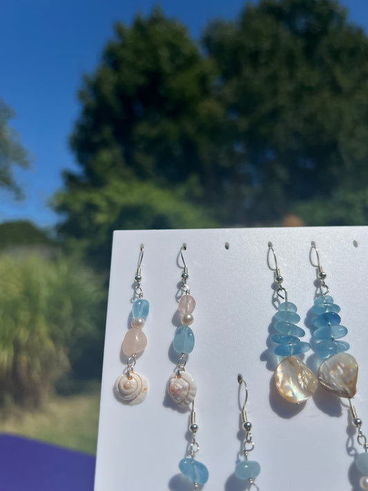 Rainbow Beryl & Freshwater Pearl mermaid earrings