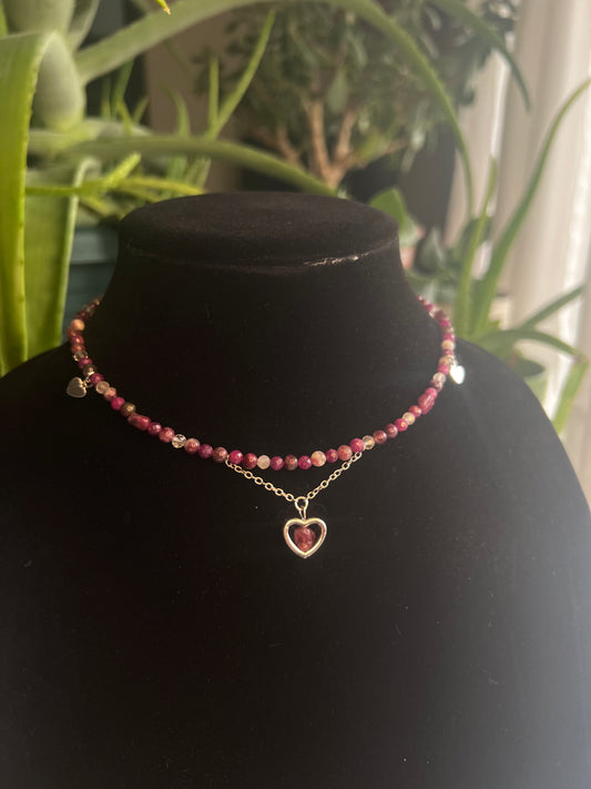 Mauve Tourmaline, Ruby, and Topaz Fairy Choker