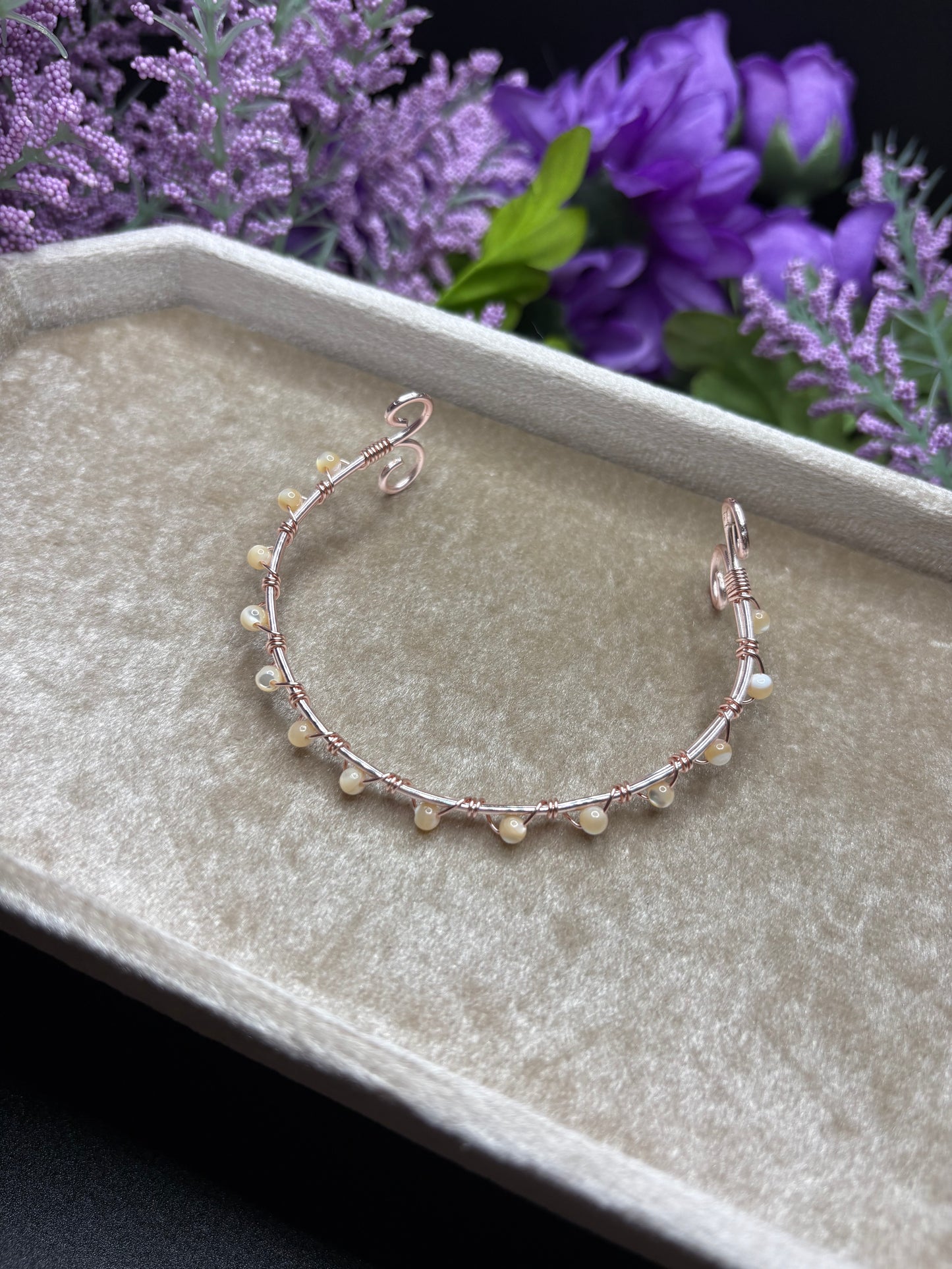 Rose Gold Mother of Pearl Cuff Bracelet