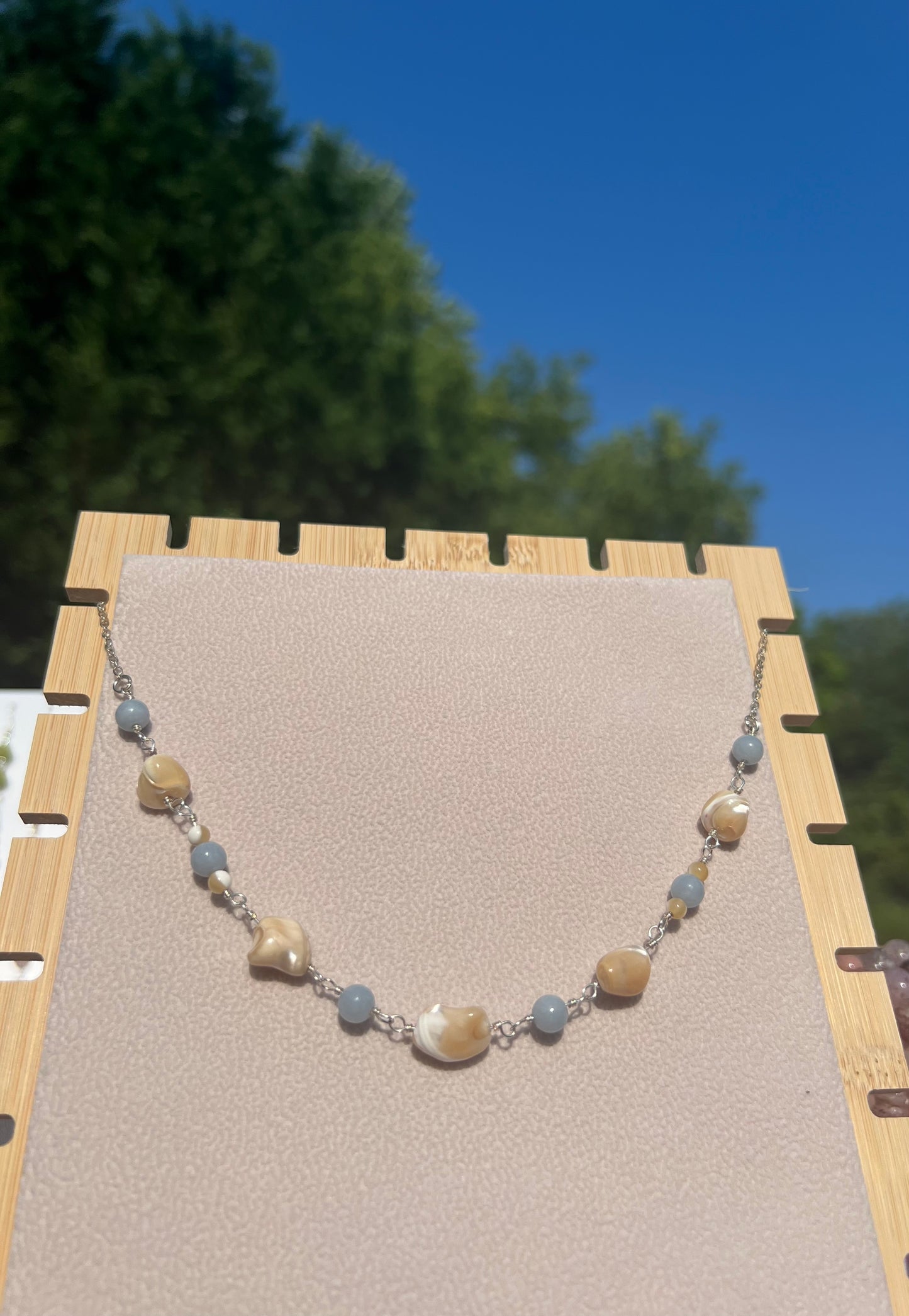 Angelite & Mother of Pearl mermaid necklace