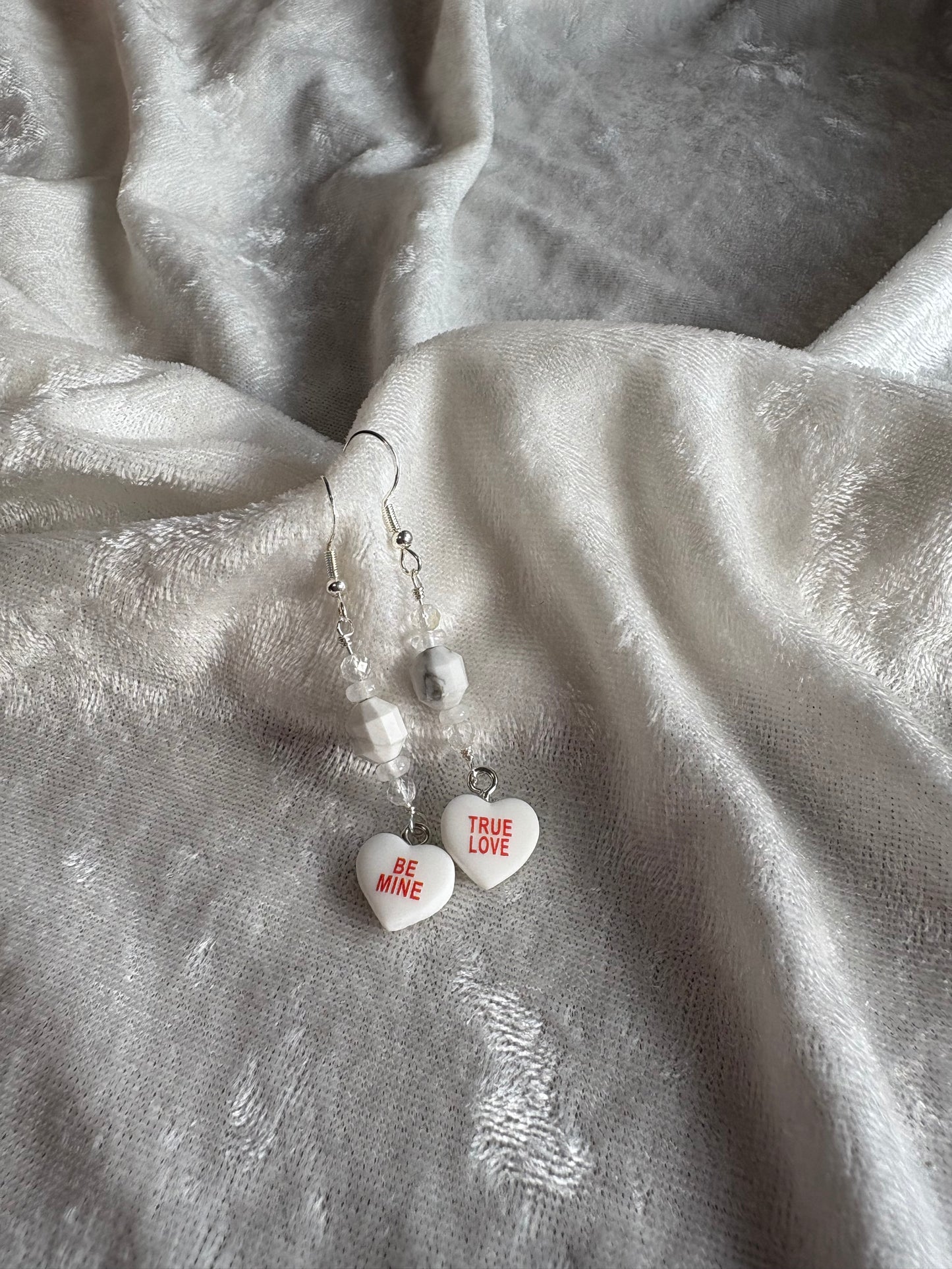 White Howlite, Topaz, & White Jade Convo earrings