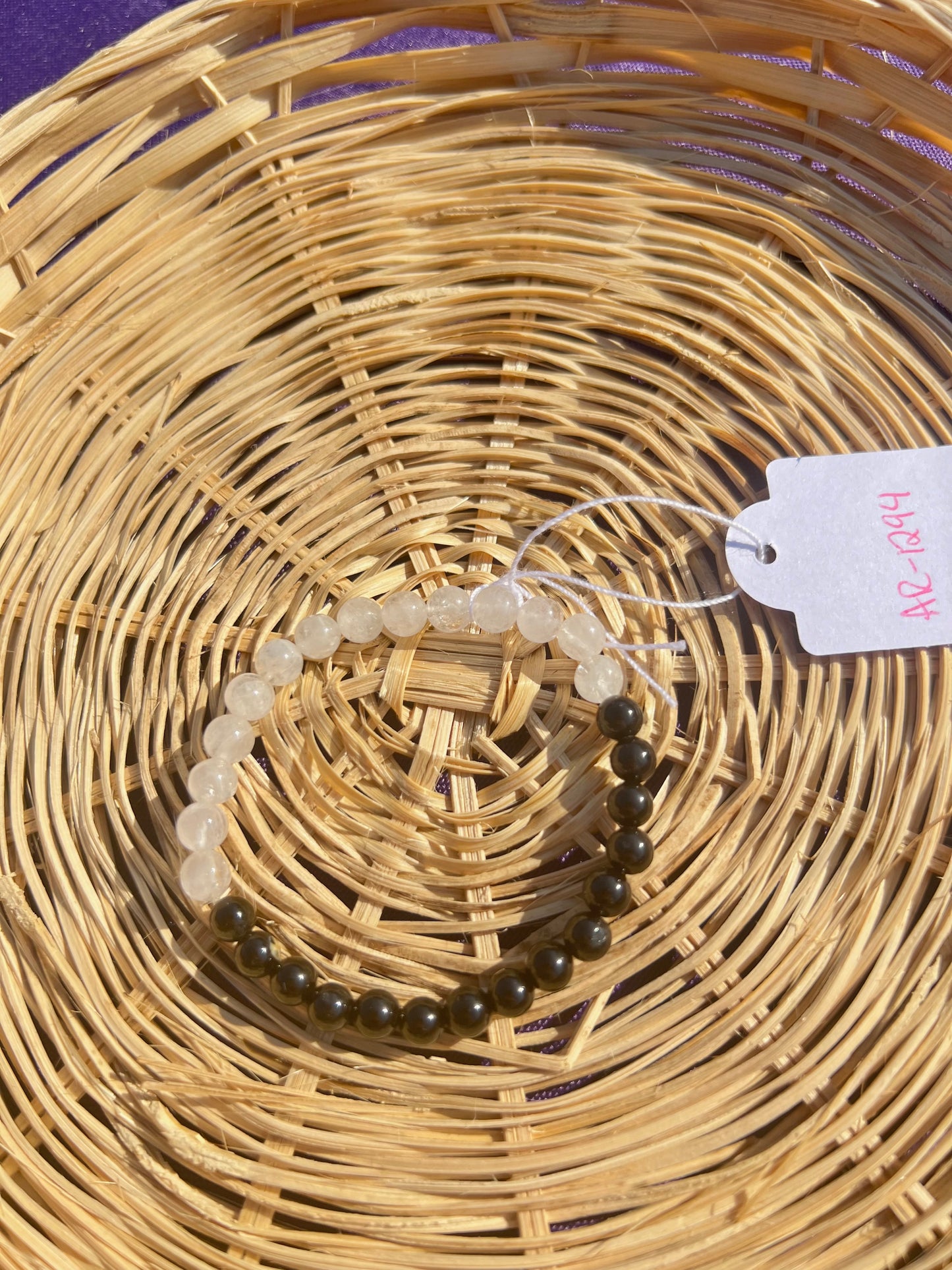 Selenite & Black Tourmaline bracelet