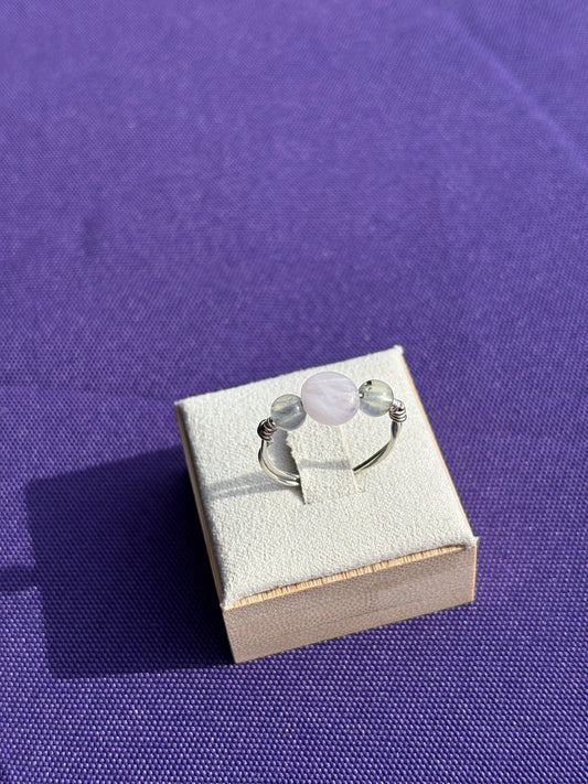 Rose Quartz & Prehnite Ring