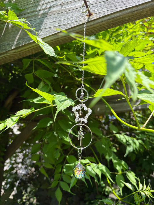 Smoky Quartz & Tourmalated Quartz Star Sun Catcher