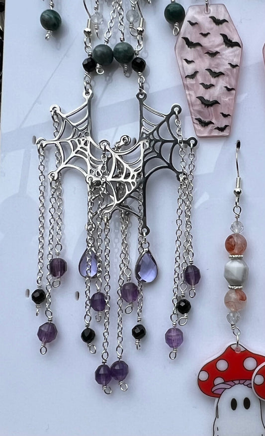 Amethyst & Black Spinel Spooky Earrings