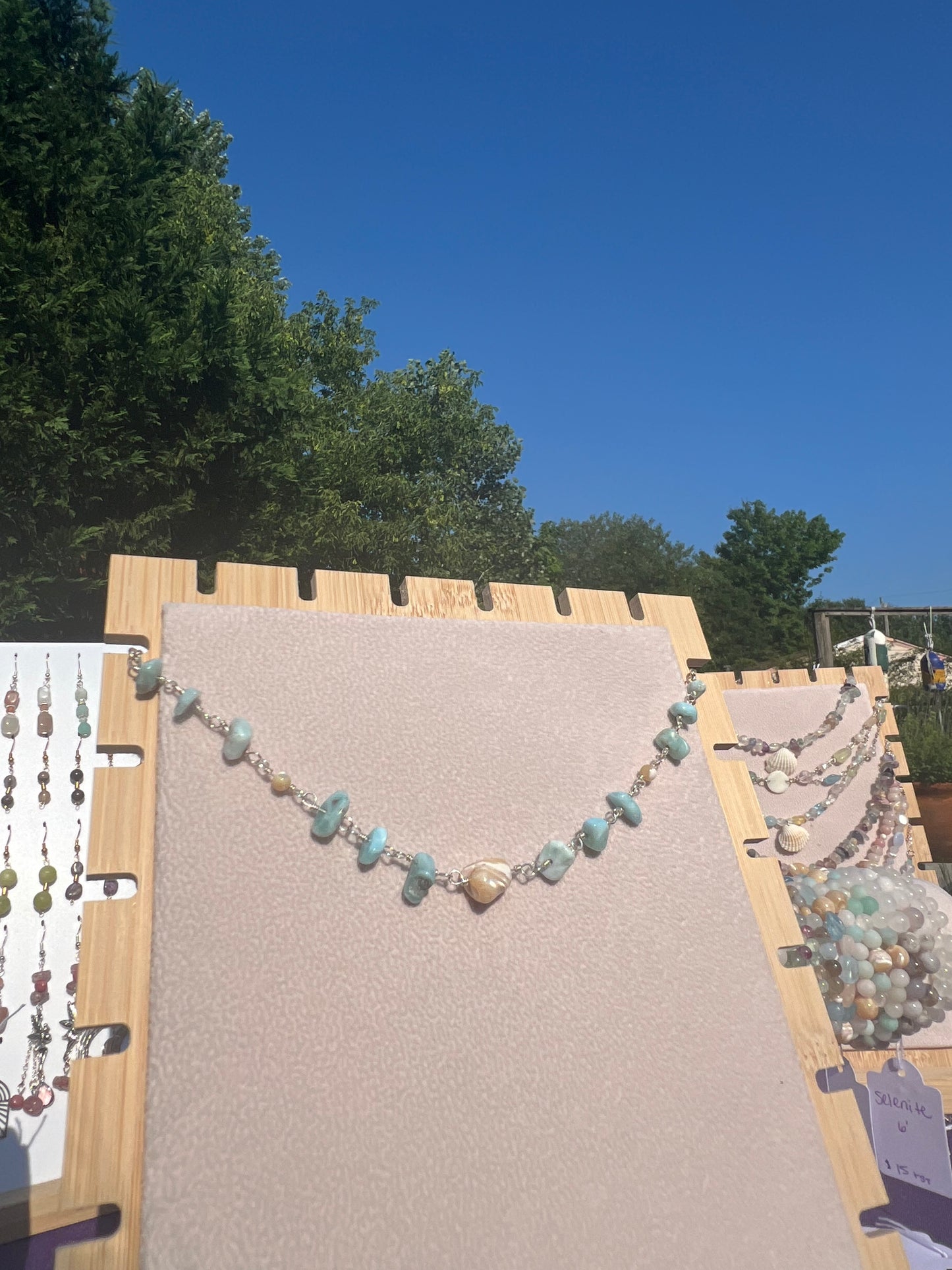 Larimar & Mother of Pearl mermaid necklace
