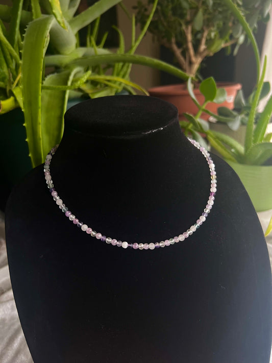 Fluorite, Topaz, Amethyst, and White Jade Fairy Choker